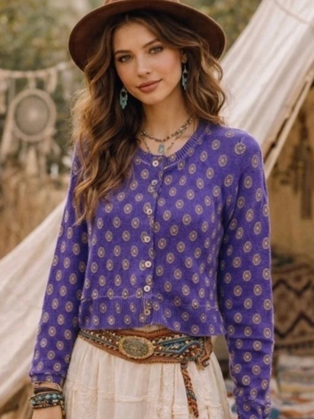 NWT new XL free people nocturnal cashmere blend cardigan purple royal navy